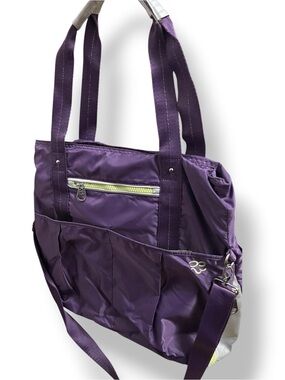 Rare Earth by Stone Mountain Nylon Travel Tote Bag Purple Lime Green